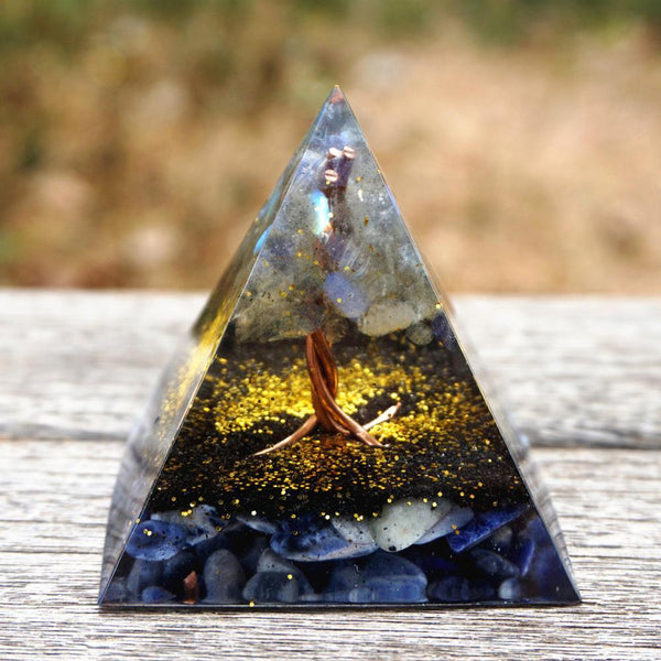 #30- Handmade Labradorite & Sodalite Stone Tree of Life 'CONFIDENCE' ORGONITE Pyramid