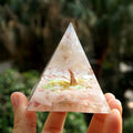 #235 - Handmade Chalcedony & Pink Opal TREE of LIFE 'SELF-PERCEPTION' ORGONITE Pyramid