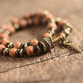 Ethnic Tibetan Copper Bead Accents, Ebony Wood & Rudraksha Seed SELF ASSURANCE Bracelet