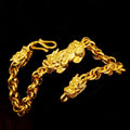 24K Gold Plated  PIXIU & DRAGONS Men's WEALTH Bracelet