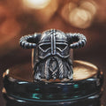 Titanium Steel Nordic Style Horned Helmet Warrior Ring