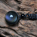 Natural Rainbow Eye Obsidian Orb Pendant Necklace