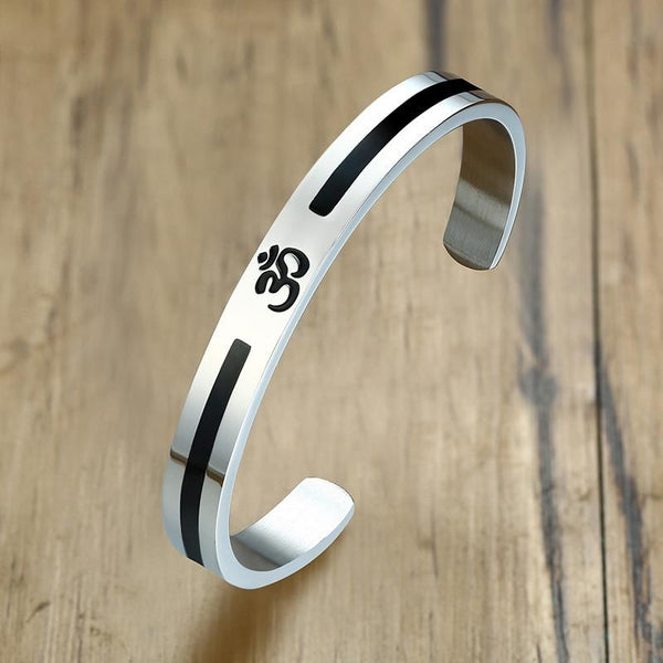 Men's OM Symbol " SONG OF THE UNIVERSE'  Stainless Steel Bangle