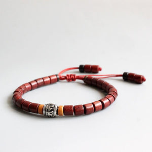 Handmade Tibetan Buddhist  Sandalwood Mala Bead Bracelet with Mantra Sign