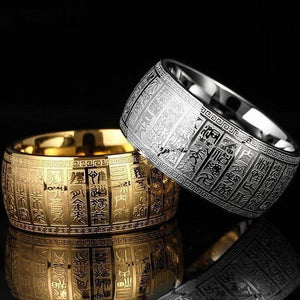 Titanium Steel Ancient Carved BUDDHIST SCRIPTURES Ring