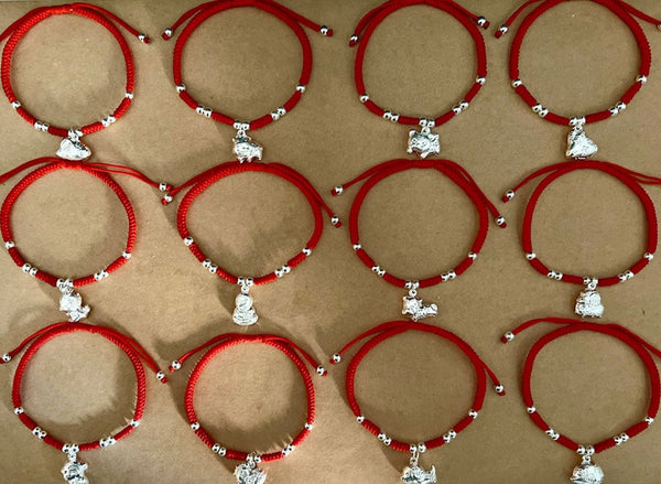 2024 Year of the Rabbit! S925 Silver Animal Zodiac Red Rope Bracelet