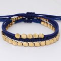 Tibetan Handmade Lucky Knot 'BE THANKFUL' Copper & Blue Rope 3 /pc Bracelet Set