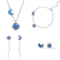 THAI SILVER Blue Moon & Saturn Jewelry Set