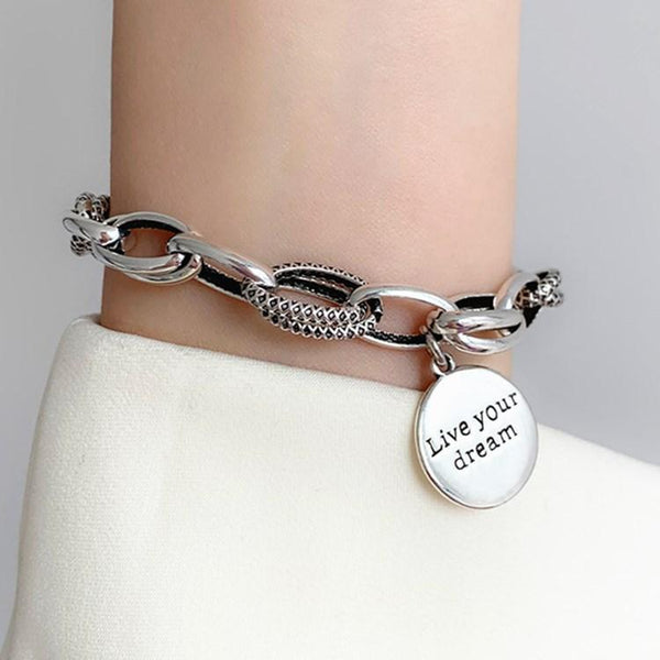 THAI SILVER 'LIVE your DREAM' Charm Bracelet