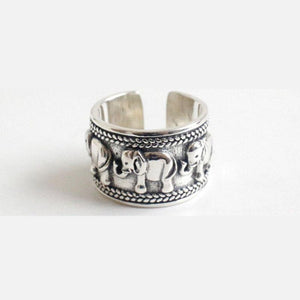 THAI SILVER Indian Elephant 'STABILITY' Ring