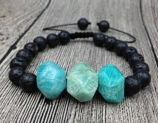 Lava & Faceted Chunky AMAZONITE 'HOPE STONE' Bracelet