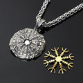Stainless steel Viking Shield Necklace  with Interchangeable  Gold & Silver Helm of Awe