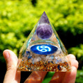 #122 - Handmade Amethyst & Clear Quartz 'PROTECTION' CANCER Zodiac ORGONITE Pyramid
