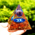 #125 - Handmade Amethyst & Red Agate 'VISUALIZE YOUR GOALS' GEMINI Zodiac ORGONITE Pyramid