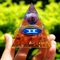 #125 - Handmade Amethyst & Red Agate 'VISUALIZE YOUR GOALS' GEMINI Zodiac ORGONITE Pyramid