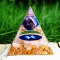 #124 - Handmade Amethyst & Rose Quartz 'PROMOTE SELF-LOVE' PISCES Zodiac ORGONITE Pyramid