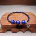 Sterling Silver & Lapis Lazuli Stone SELF EXPRESSION Red Rope Bracelet