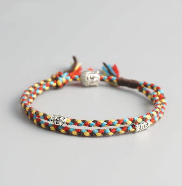 Tibetan Buddhist Rope Bracelet/Anklet with BUDDHA & Accents