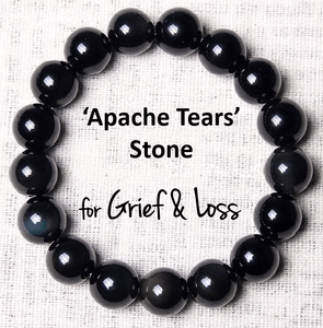 Natural Apache Tears Stone  'GRIEF & LOSS'   Bracelet