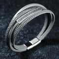 Men's Lucky 'Fu' Layered Leather Bracelet