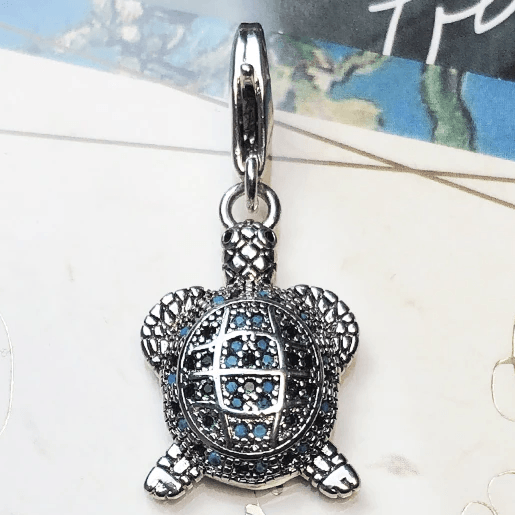 Silver & Zirconia Sea Turtle Charm