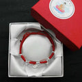 925 Silver Sterling FORTUNE CAT & PINEAPPLE KNOT Red Rope Bracelet