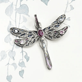 Silver & Zirconia Bohemia Dragonfly Pendant Necklace