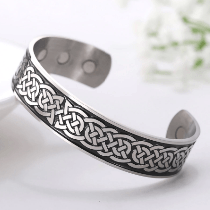 Engraved Viking & Celtic Knot MAGNETIC HEALTH Stainless Steel Bracelet-3 Styles