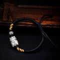 Ethnic Tibetan 925 Silver Cicada TRANSFORMATION Rope Bracelet