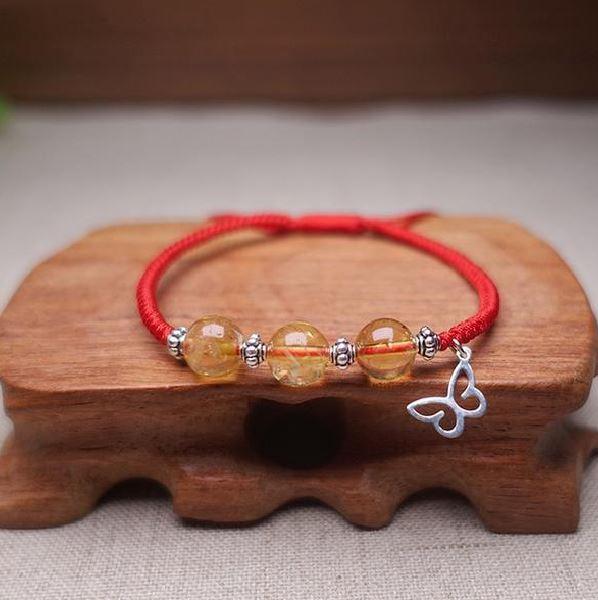 XIAQUJ Hand Woven Butterfly Pendant Bracelet Adjustable New Year Red Rope  Bracelet Bracelet with Red Rope Butterfly Pendant Bracelets E