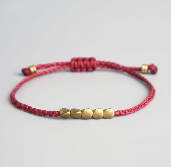 Handmade Tibetan  Buddhist Copper Bead Lucky Rope Bracelet