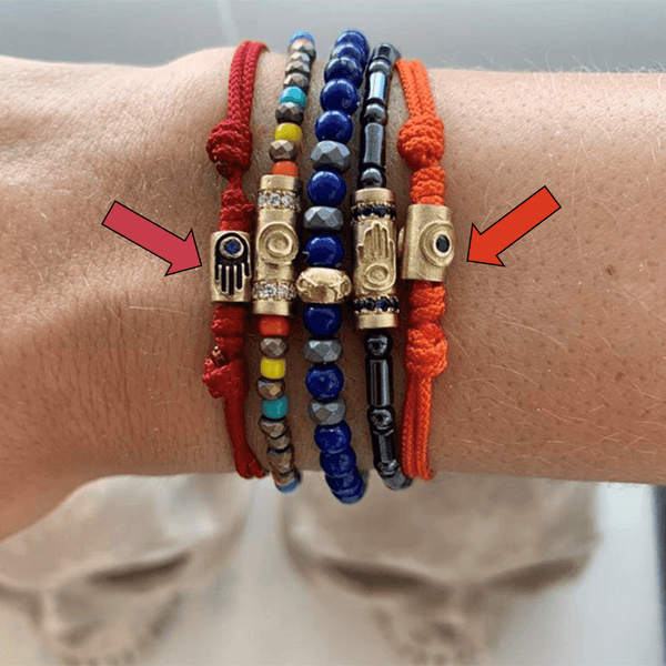 Hand Braided Cotton with Copper Stars & Moon, Hamsa Hand Accents- 2Pc/set 'FUSION ' Rope Bracelets