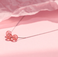THAI SILVER Simplistic 3 Bead Strawberry Quartz Necklace