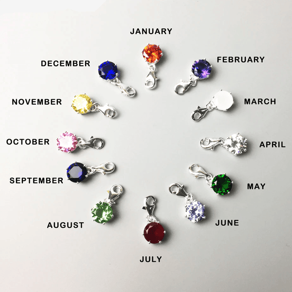 Silver & Zirconia Birthstone Crystal Charm