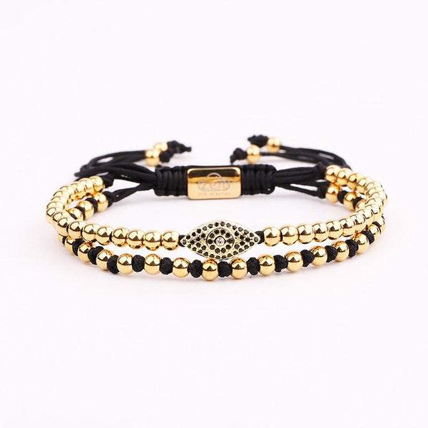 Luxury Stainless Steel & CZ Unisex EVIL EYE PROTECTION Bracelet like the Celebs-4 Metal Colors