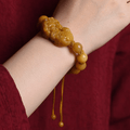 Natural Yellow Jade Pixiu 'SELF-CONFIDENCE' Rope Bracelet