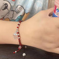 Sterling Silver Hamsa Hand 'Nazar Eye' Red & Black Rope Bracelet
