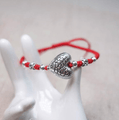 Sterling Silver LOVING HEART Fish Red  Rope Bracelet