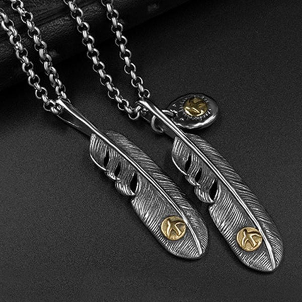 Titanium Steel Native American Inspired 'FREEDOM' FEATHER Necklace-2 Designs