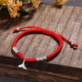 Red Rope & Silver Fishtail 'SPIRITUAL REBIRTH' Bracelet