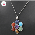 7 Chakra Natural Stone Flower Pendant Necklace ** With FREE Matching RING while stocks last!