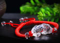 Hand Carved Clear Quartz FENG SHUI PIXIU 'AMPLIFIED PROSPERITY' Red Rope Bracelet