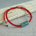 Natural Burmese Jade,Sterling Silver & Red Rope PURIFYING Bracelet