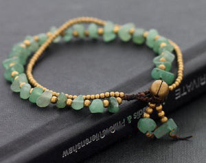 Natural JADE & Thai Brass 'SERENITY & PURITY' Boho  Bracelet