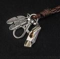 Multifunction Edc Leather Survival Tool Necklace/ Bracelet