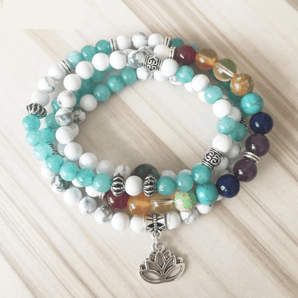 7 Chakra Natural Stone CALMING 108 Mala Wrap Bracelet