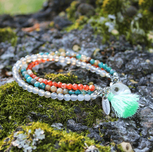 Natural Agate PEACE & BALANCE -3 Strand Stone Blend Bracelet