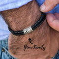 Men's Leather & Stainless Steel Personalized Name/s Bracelet
