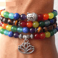 108 Mala PROTECTION & BALANCE 7 Chakra & Tiger Eye Wrap Bracelet