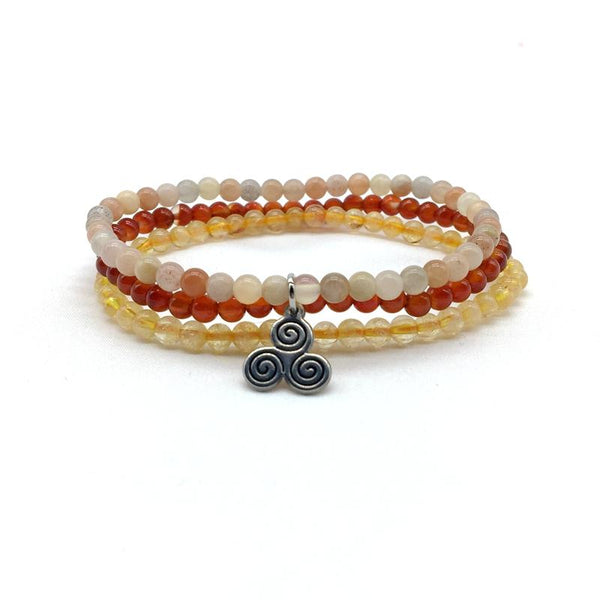 NATURAL ANTI-DEPRESSION 'PICK-ME-UPS' -Citrine,Sunstone & Carnelian- 3/pc  *MIGHTY MINIS*  Healing Energy Stone Bracelets